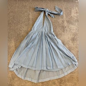 ALICE + OLIVIA PLEATED HALTER PLUNGE DRESS MEDIUM VINTAGE NEW